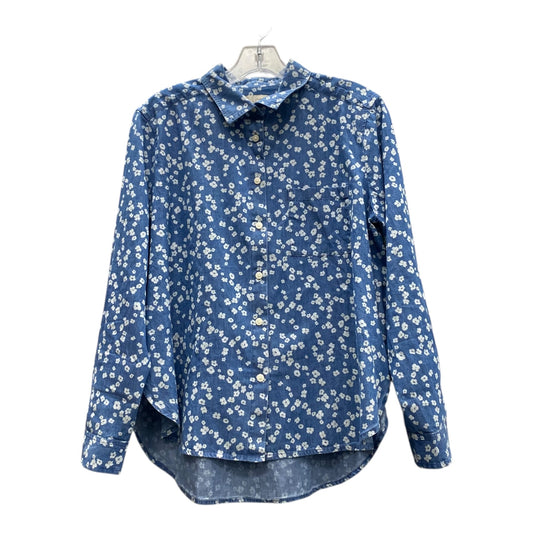 Blouse Ls By Loft In Blue, Size:M