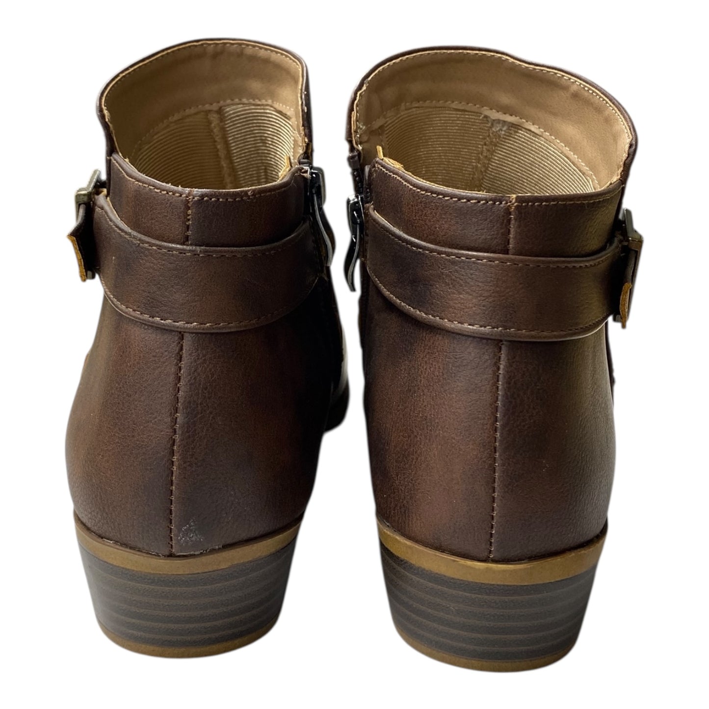 Boots Ankle Flats By Life Stride In Brown, Size:9.5