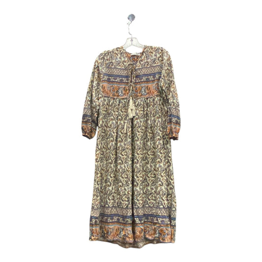 Dress Casual Midi By R.Vioimos In Cream & Orange, Size:M