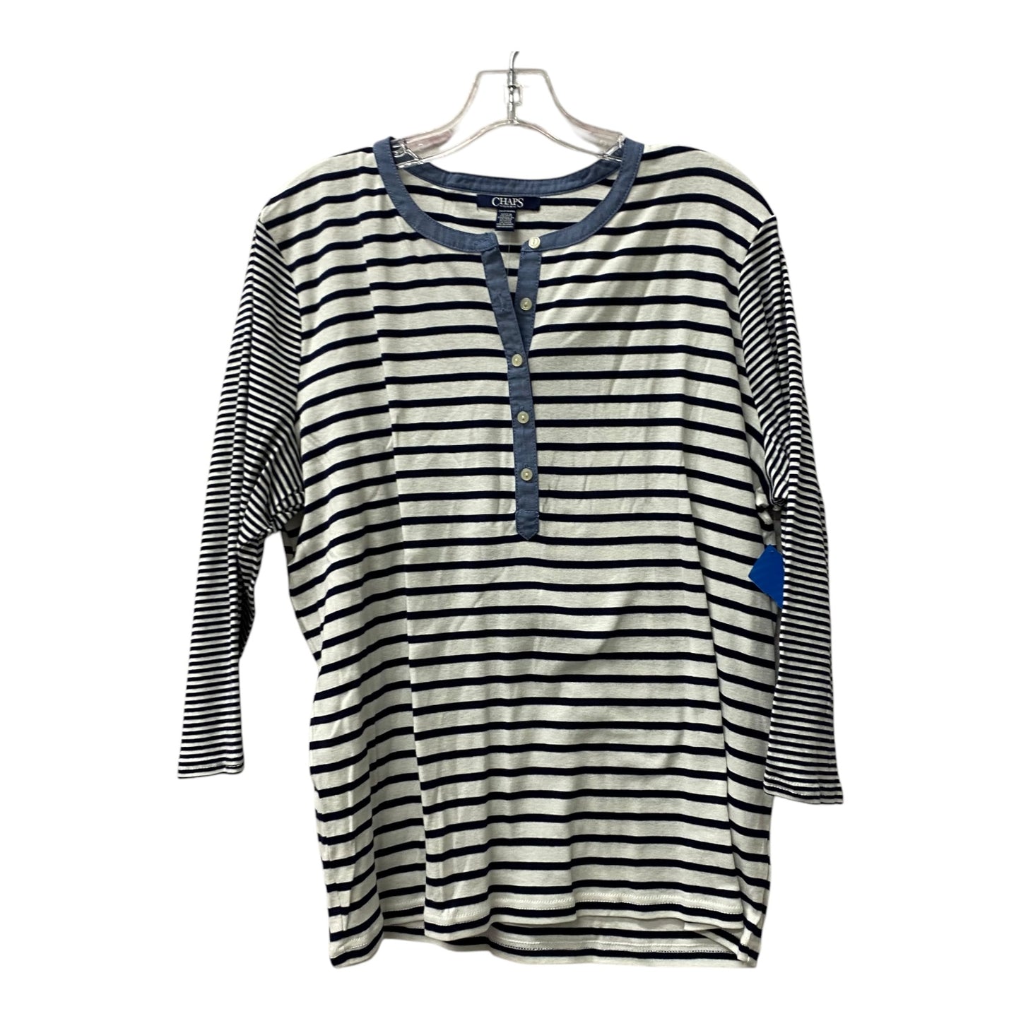 Top Ls By Chaps In Blue & White, Size:2X