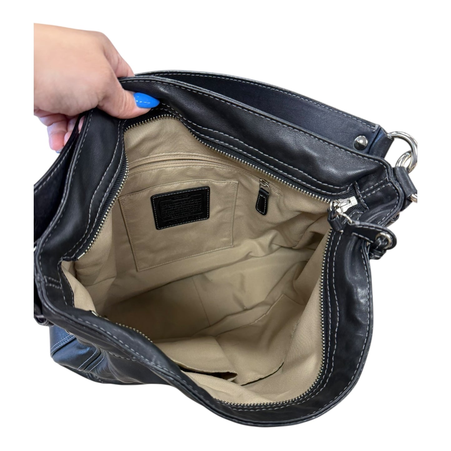 Handbag Designer By Coach In Black, Size:Medium