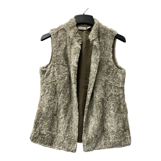 Vest Faux Fur & Sherpa By Chicos In Tan, Size:S