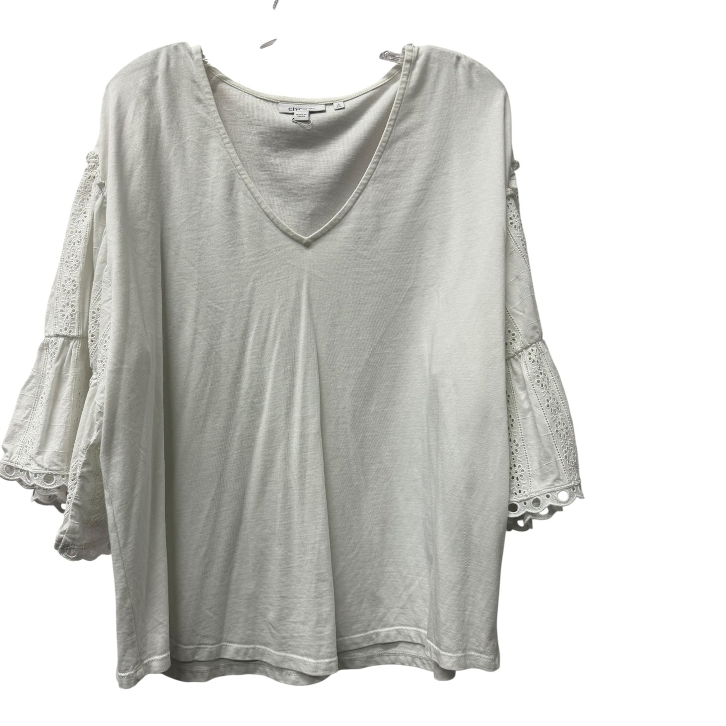 Top 3/4 Sleeve By Chicos In White, Size:1X