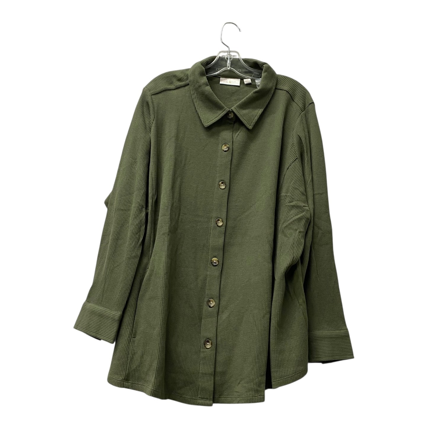 Blouse Ls By Belle By Kim Gravel In Green, Size:3X