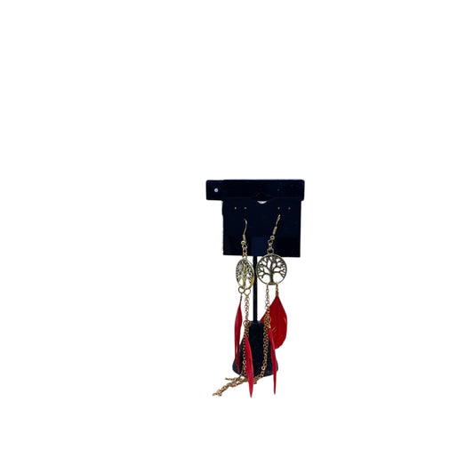 Earrings Dangle/Drop In Gold & Red