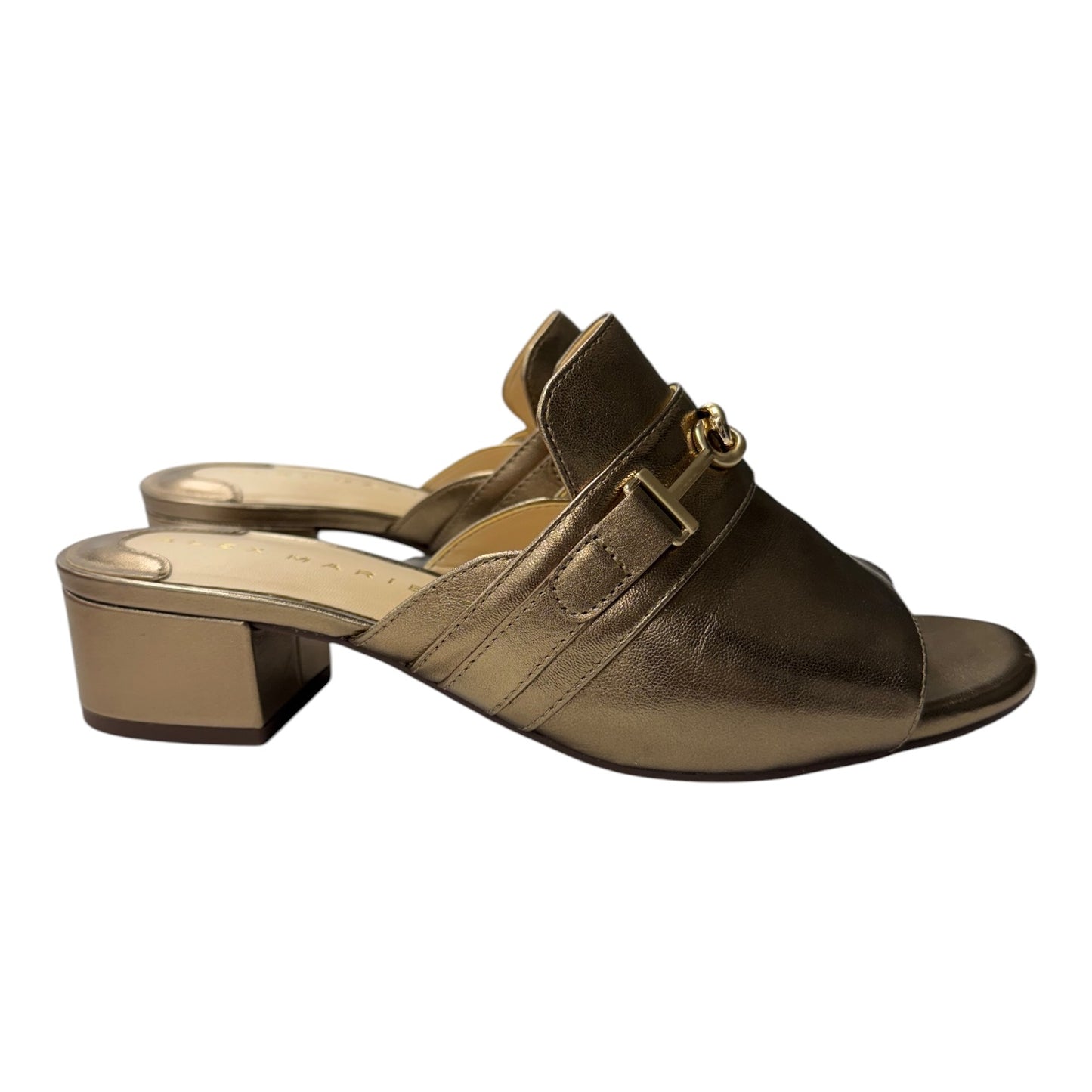 Sandals Heels Block By Alex Marie In Gold, Size:8.5