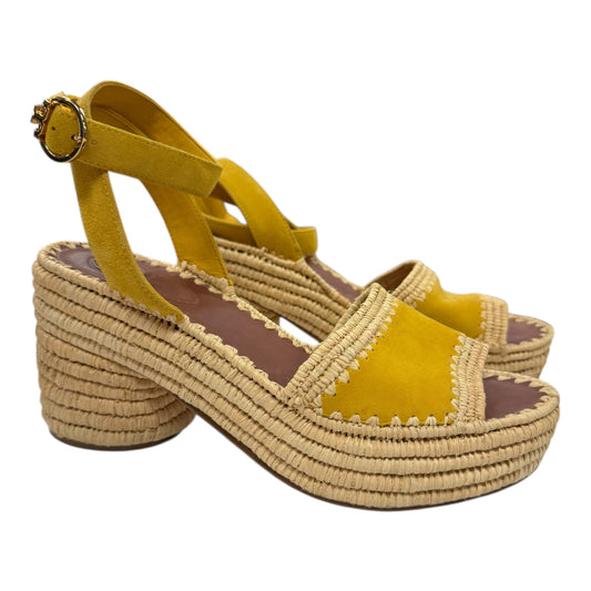 Sandals Designer By Tory Burch In Yellow, Size:10