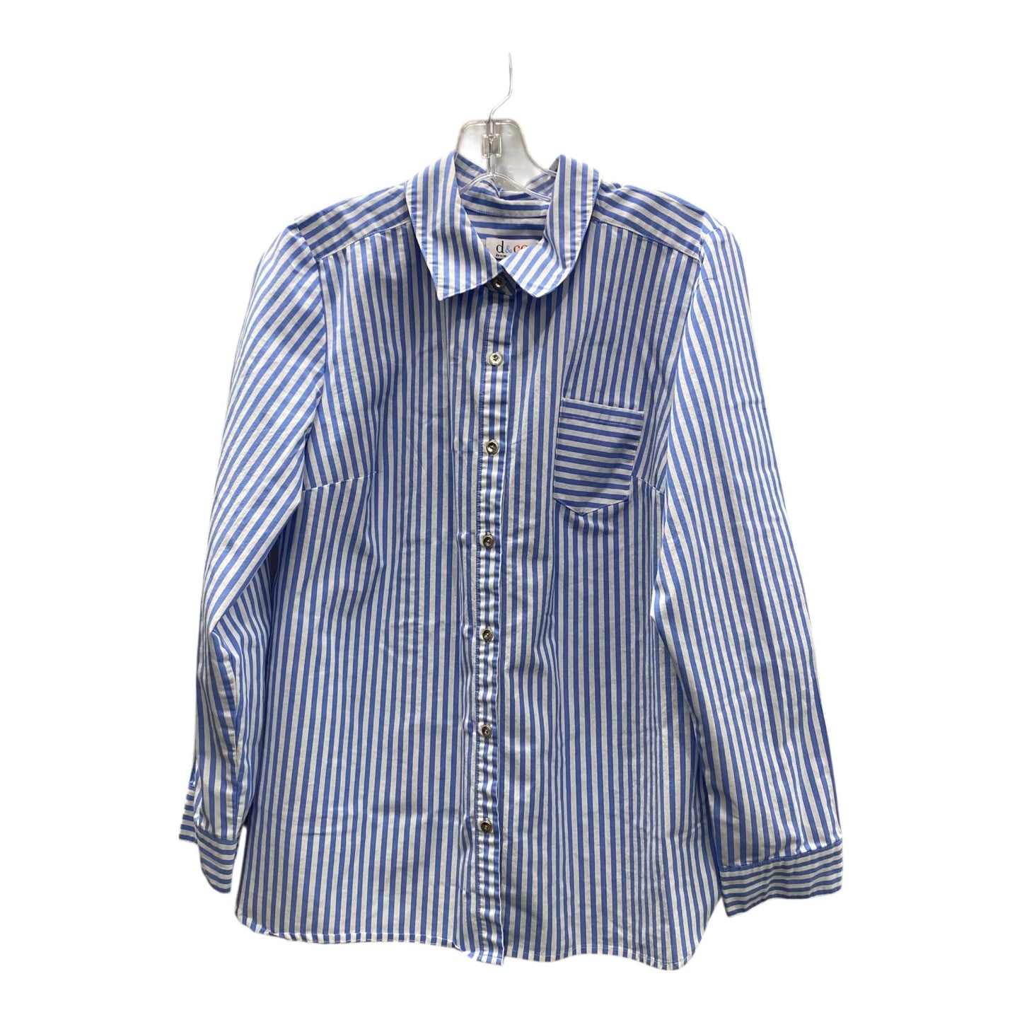 Top Ls By Denim And Co Qvc In Blue & White, Size:0