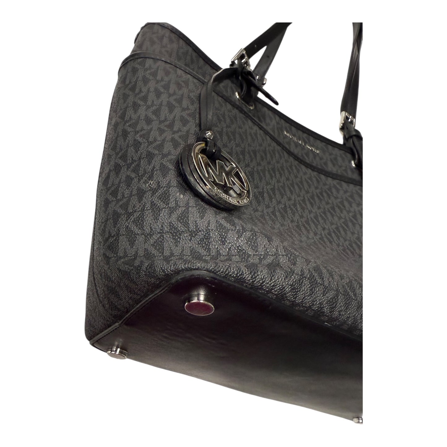 Handbag Designer By Michael Kors In Black & Grey, Size:Medium
