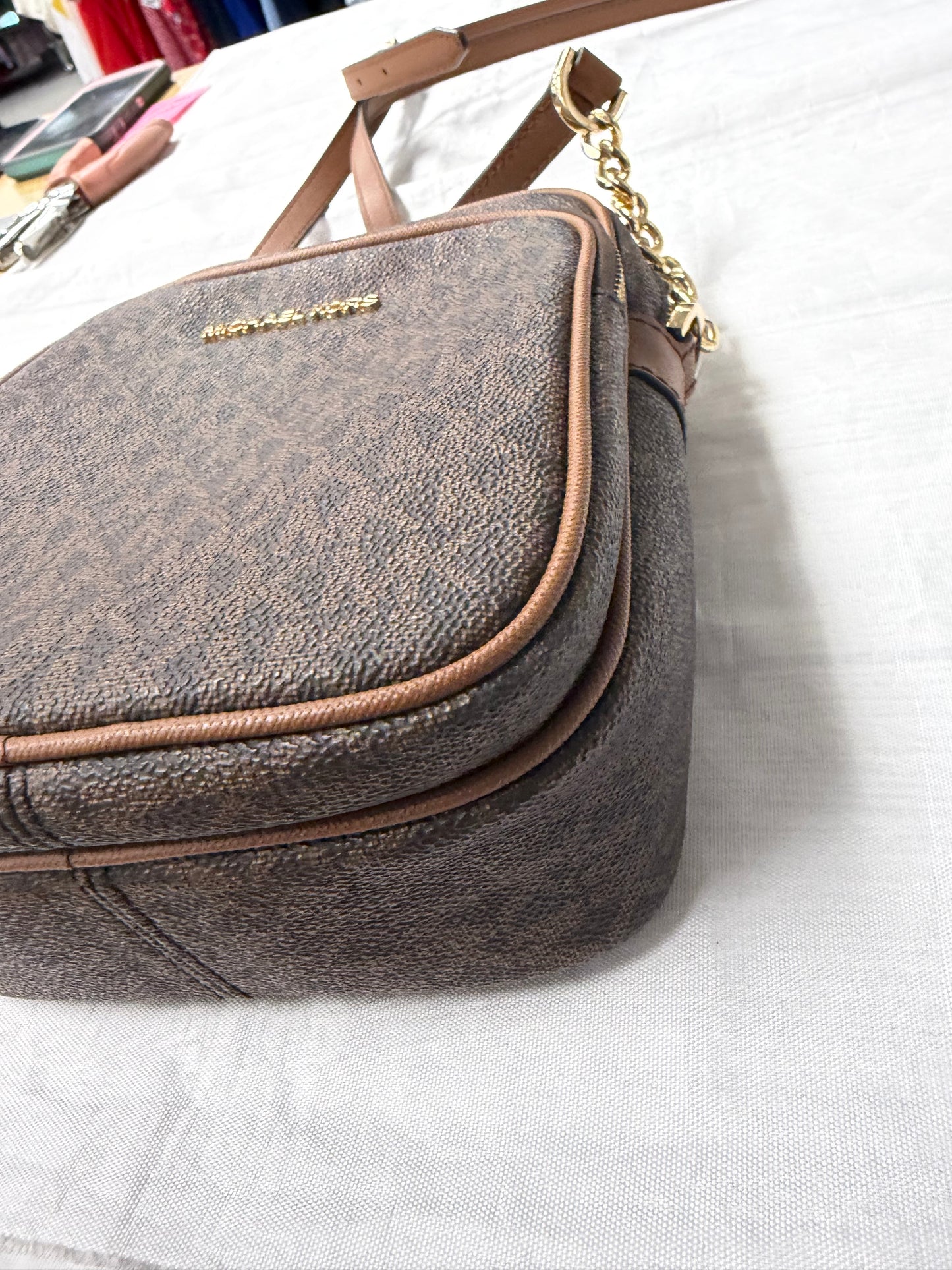 Crossbody Designer By Michael Kors In Brown, Size:Medium