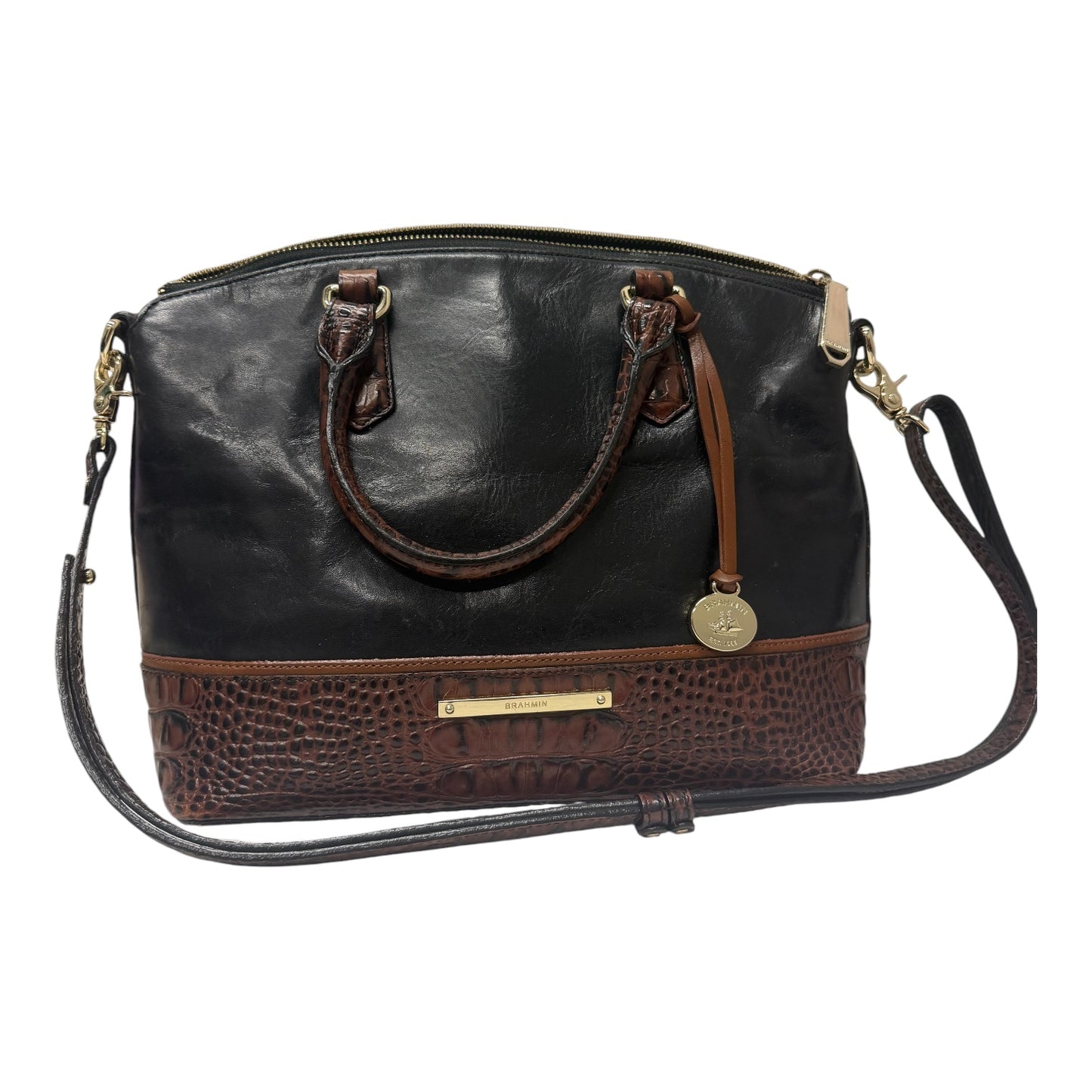 Handbag Designer By Brahmin In Black, Size:Medium