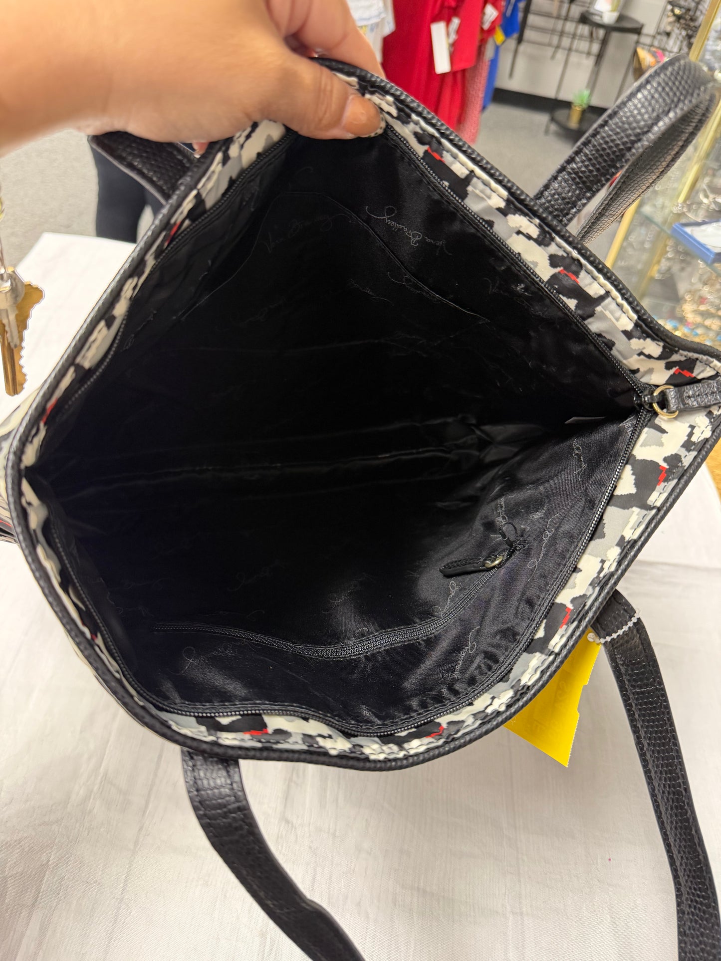 Handbag By Vera Bradley In Black & Grey, Size:Large