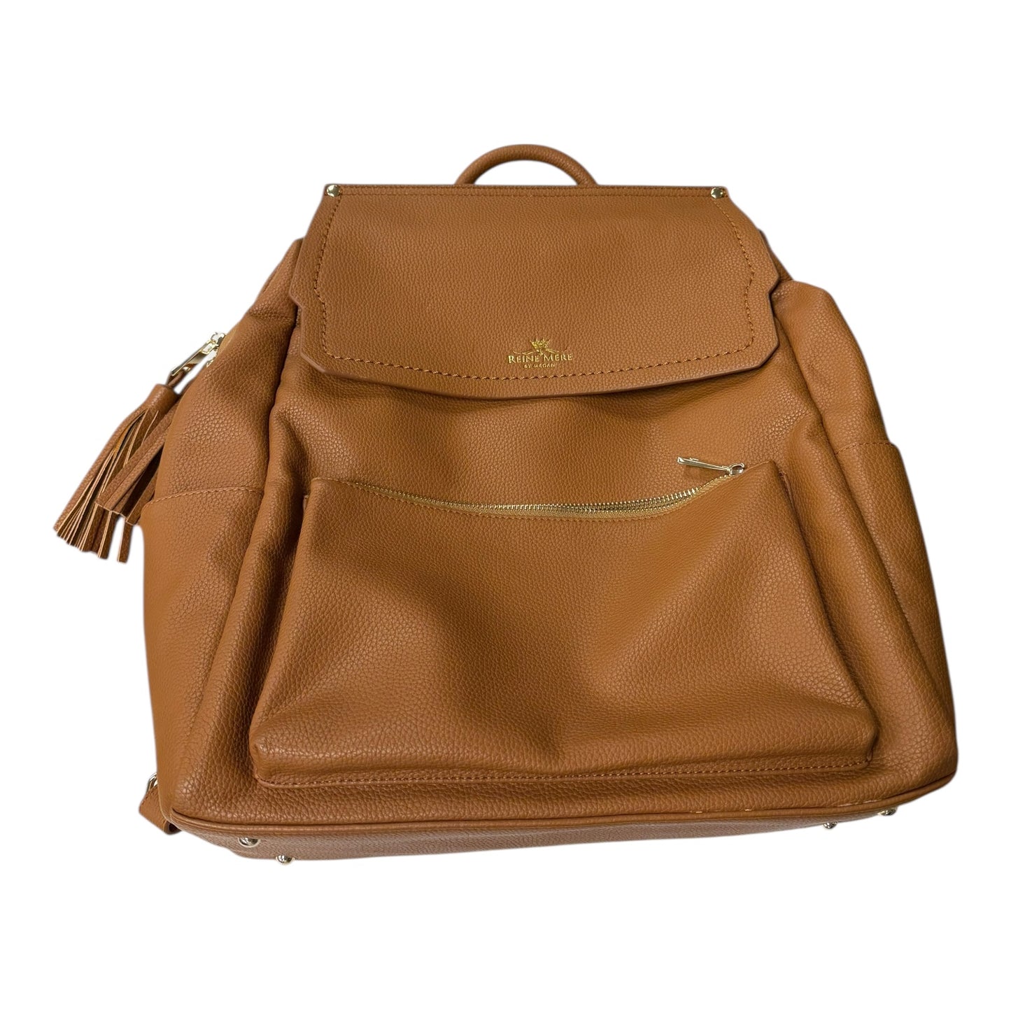 Backpack Leather  In Bronze, Size:Large
