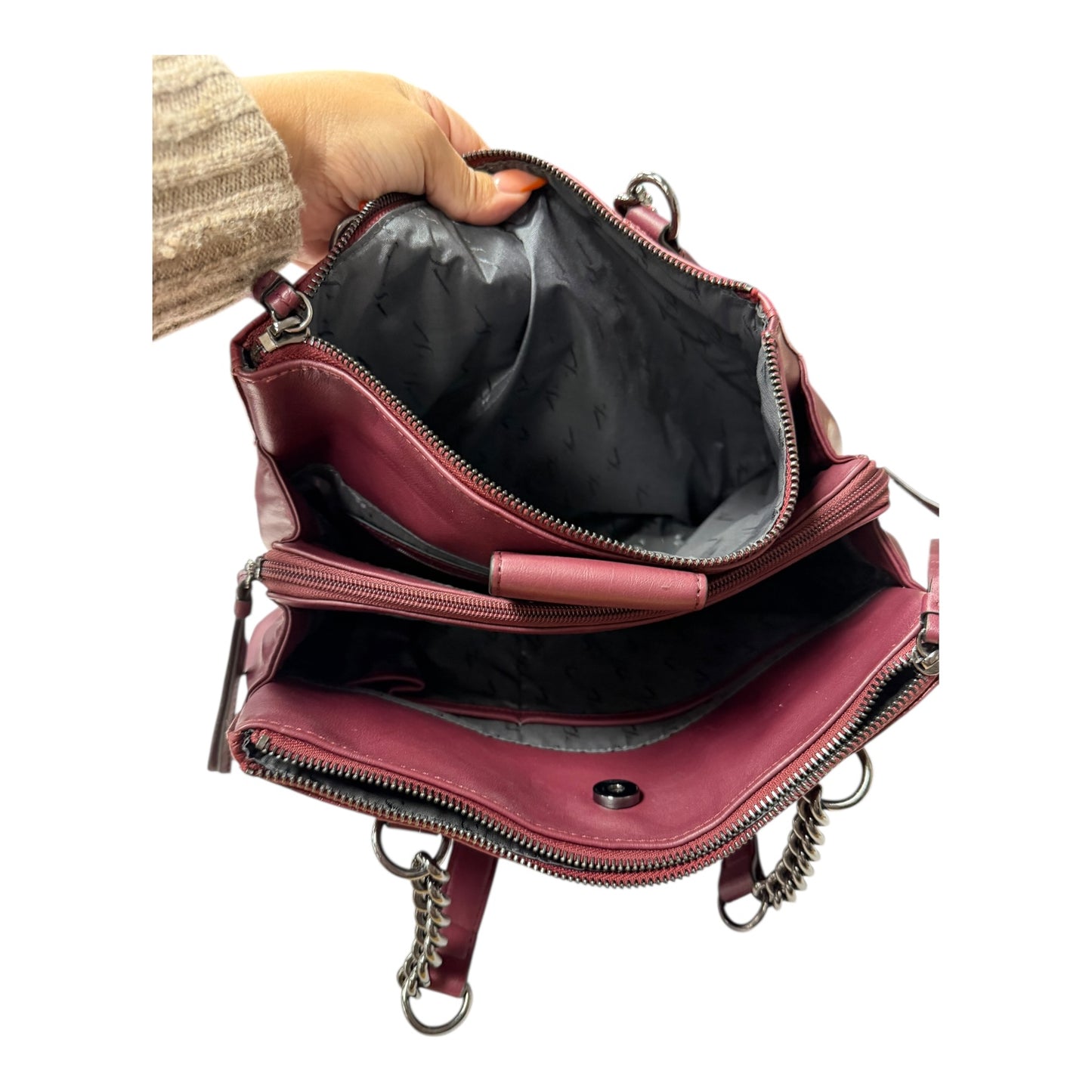 Handbag By Simply Vera In Maroon, Size:Large