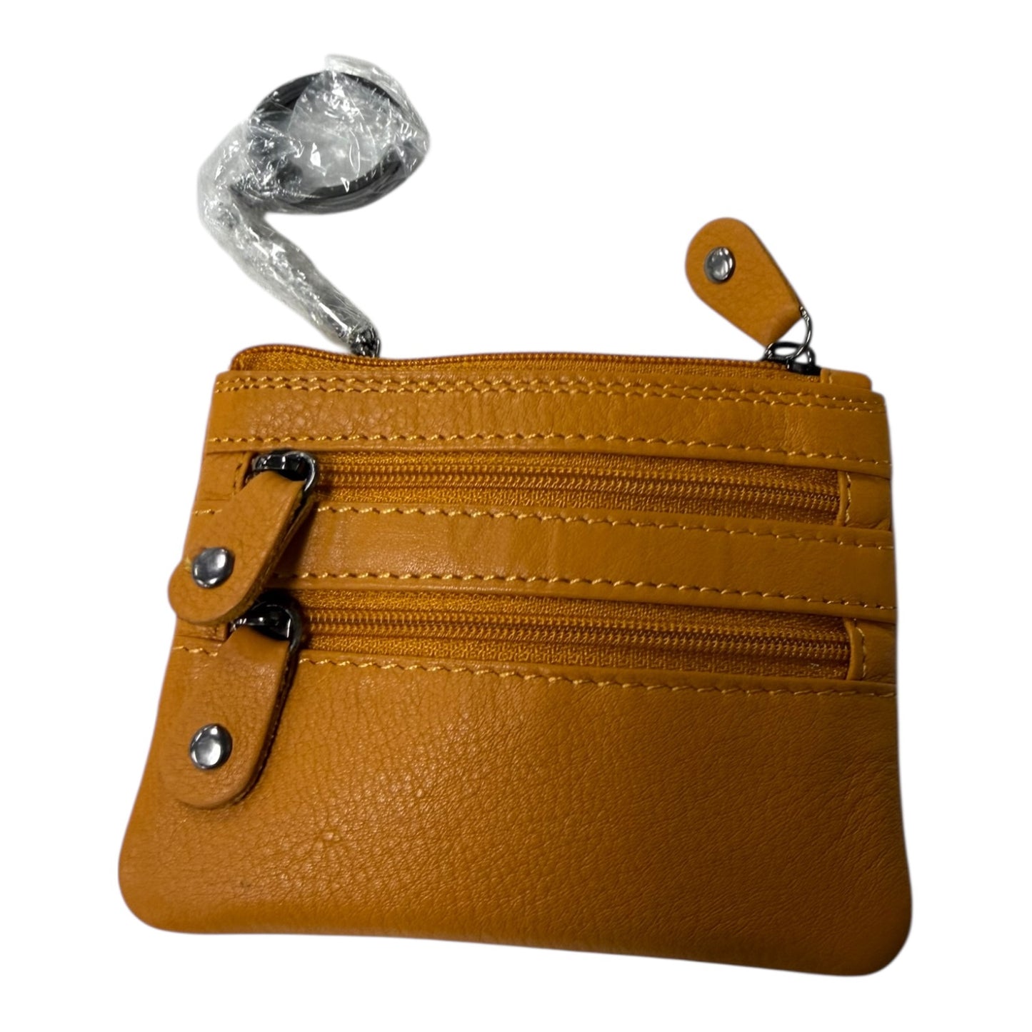 Coin Purse Leather By Cme In Yellow, Size:Small