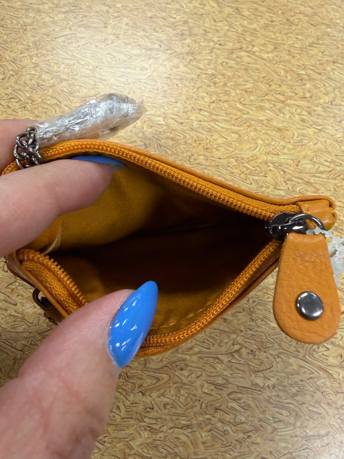 Coin Purse Leather By Cme In Yellow, Size:Small