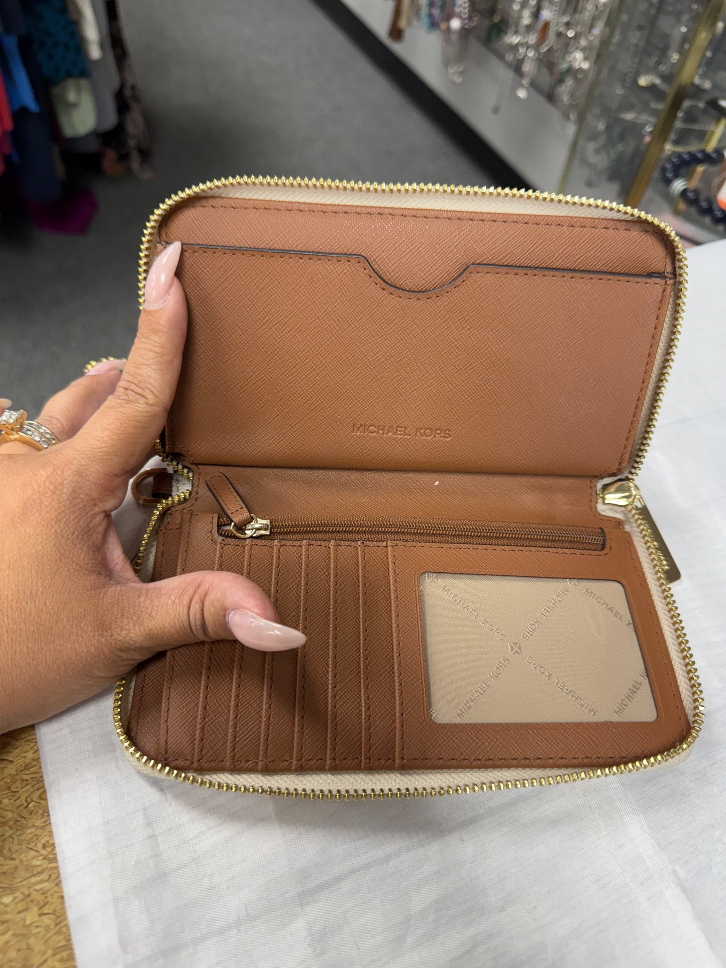 Wallet Designer By Michael Kors In Beige, Size:Medium