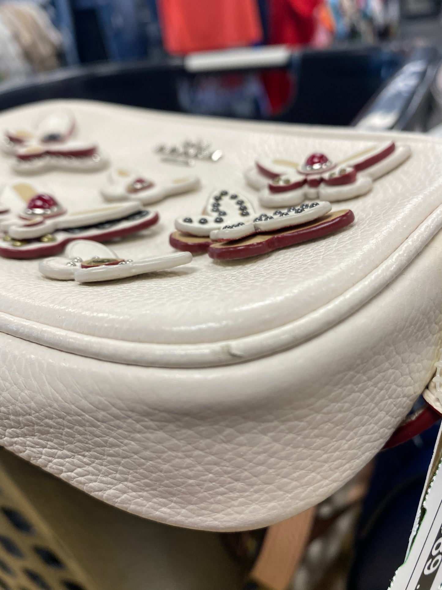 Crossbody Designer By Coach In Cream, Size:Small