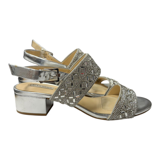 Sandals Heels Block By Alex Marie In Silver, Size:7.5