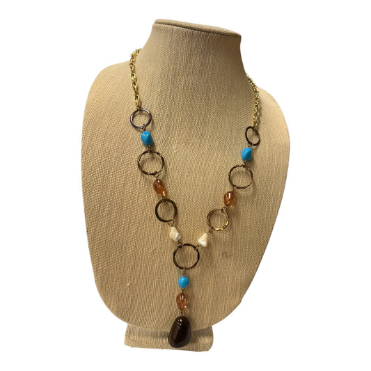 Necklace Lariat & Y-Drop  In Blue & Gold